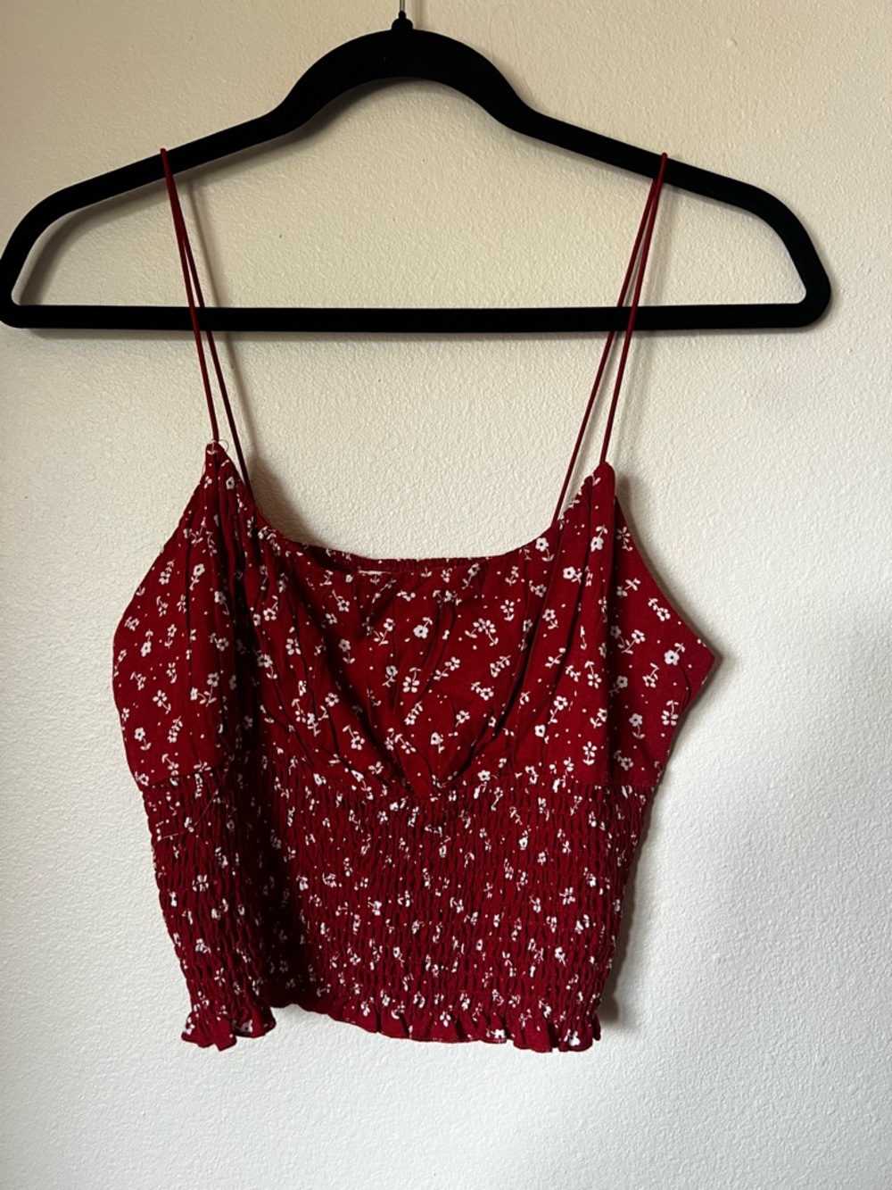 PacSun L.A. Hearts Red Floral Smocked Crop Top Medium Cami